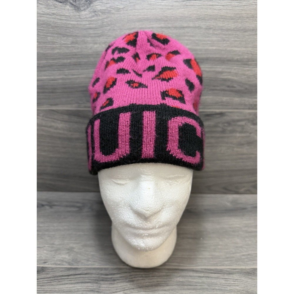 Juicy Couture Beanie Pink Leopard Print OSFM Winter Fashion